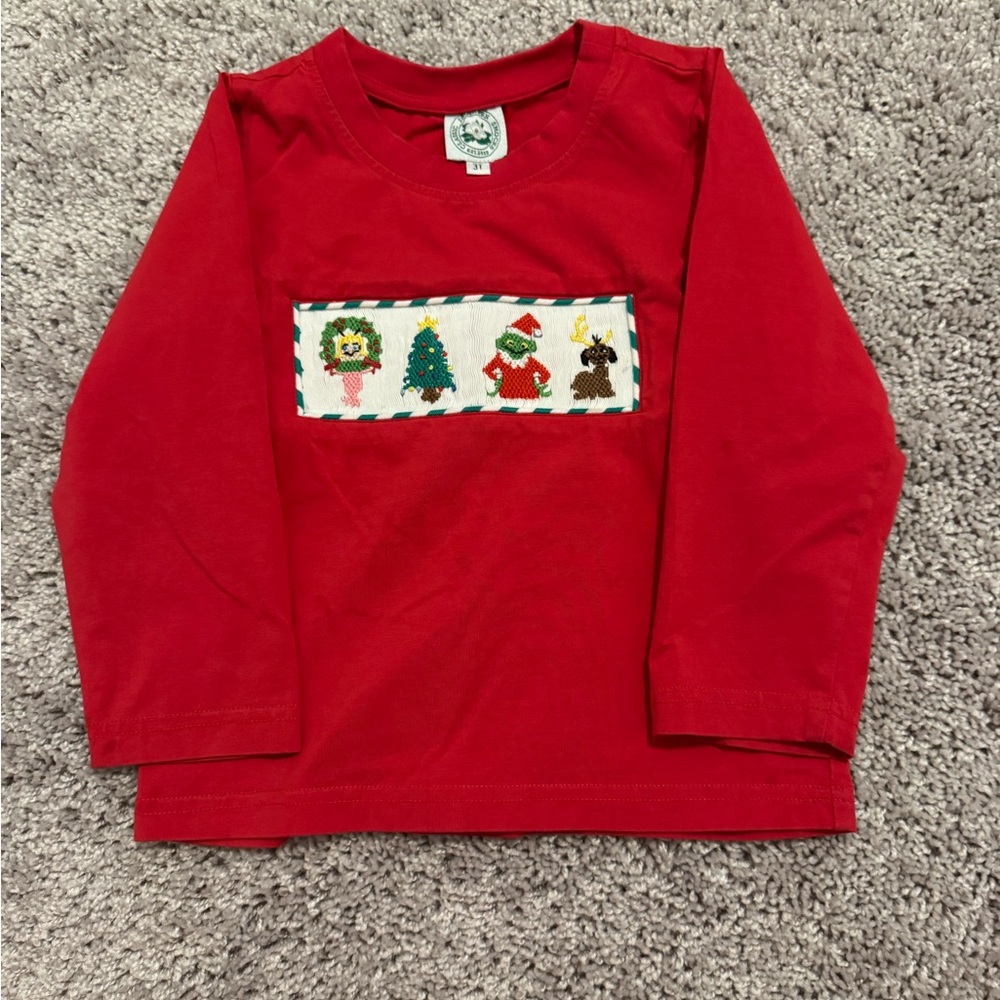 Boys 3T Grinch Smock Long Sleeve Tee